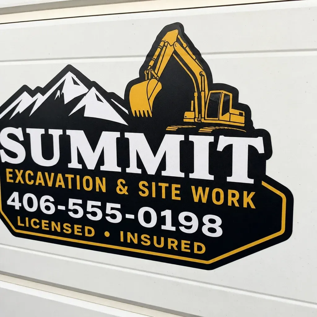 Close-up of heavy-duty, UV-resistant magnetic decals applied flat against a white metal garage panel