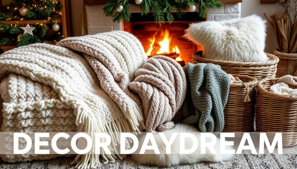 Layered winter decor with cozy textures