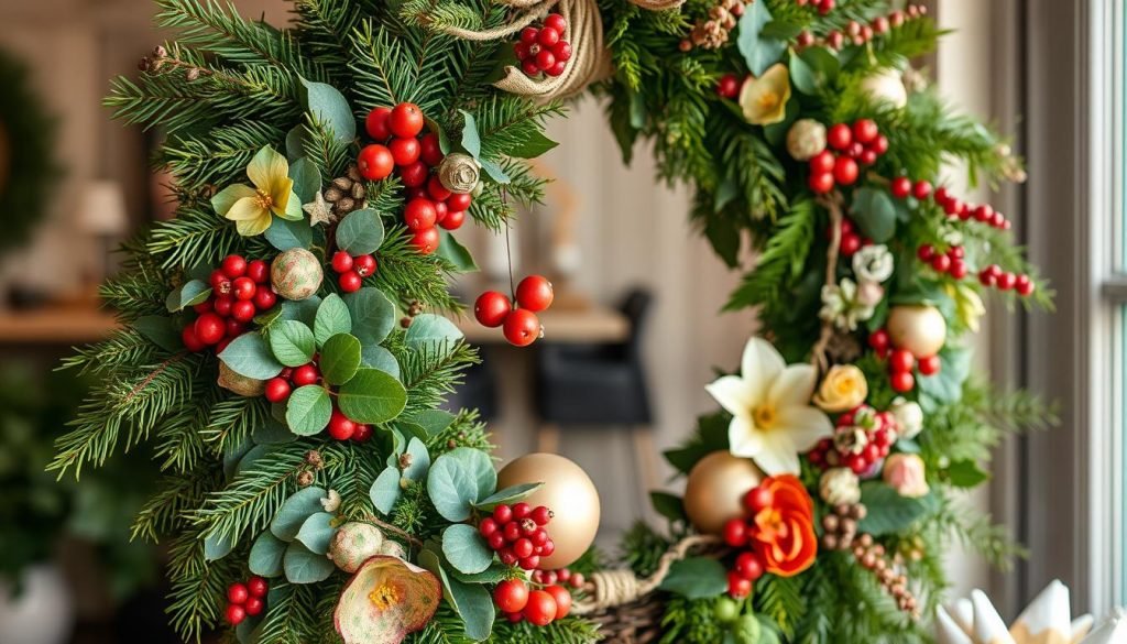 Seasonal wreath ideas with various greenery