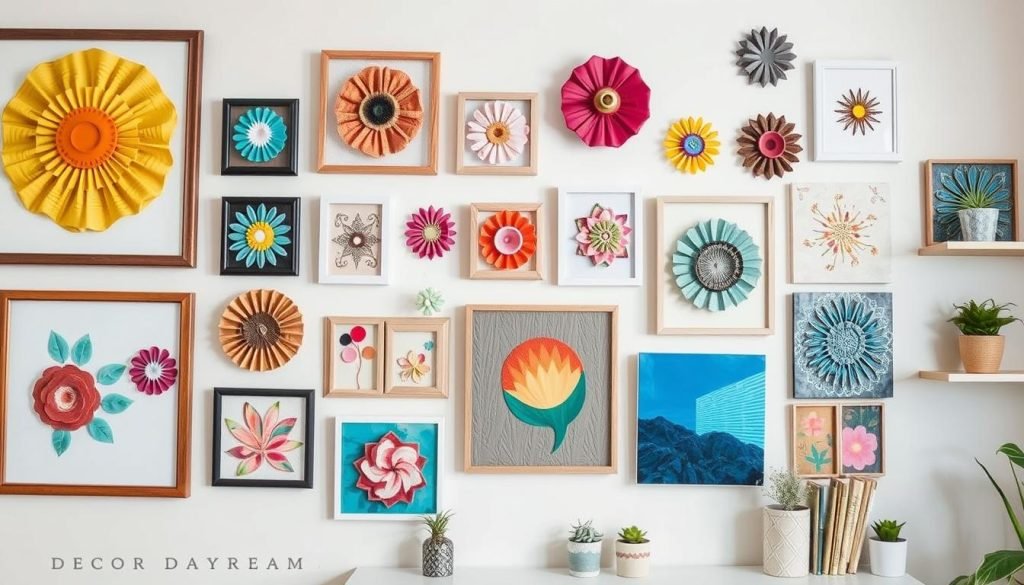 Gallery wall with handmade wall art projects