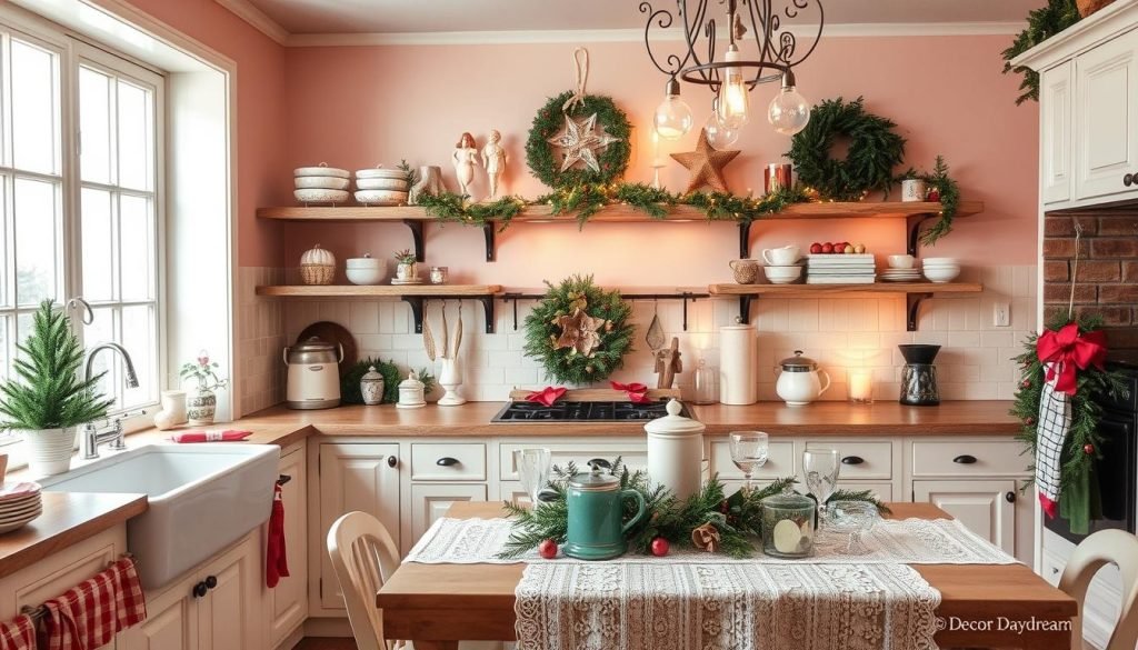 Shabby chic Christmas kitchen transformation