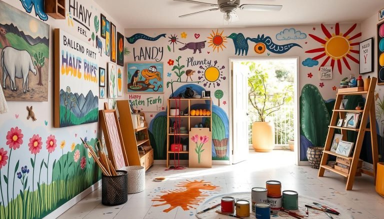 DIY hand painted wall art and murals