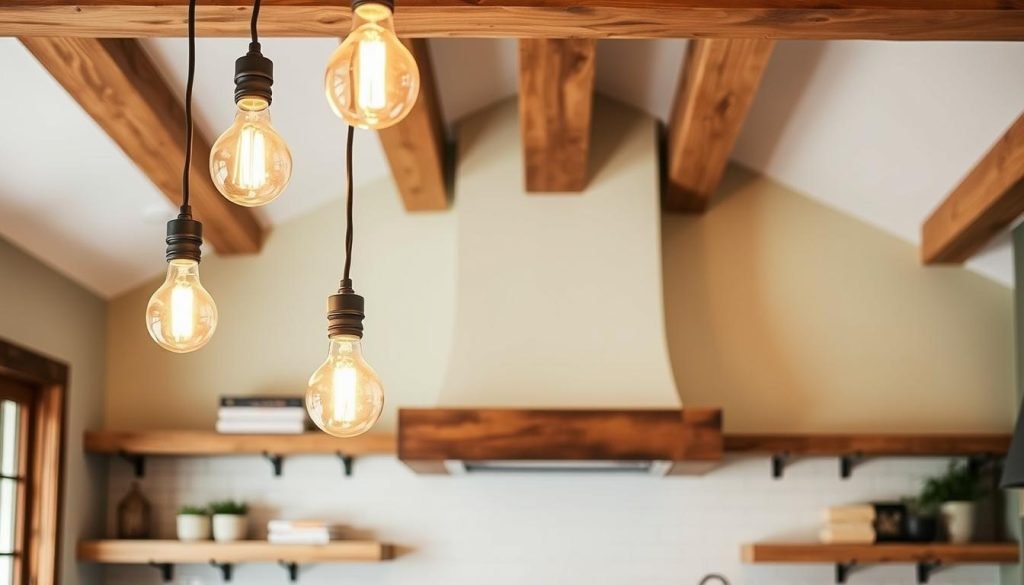 rustic kitchen design lighting