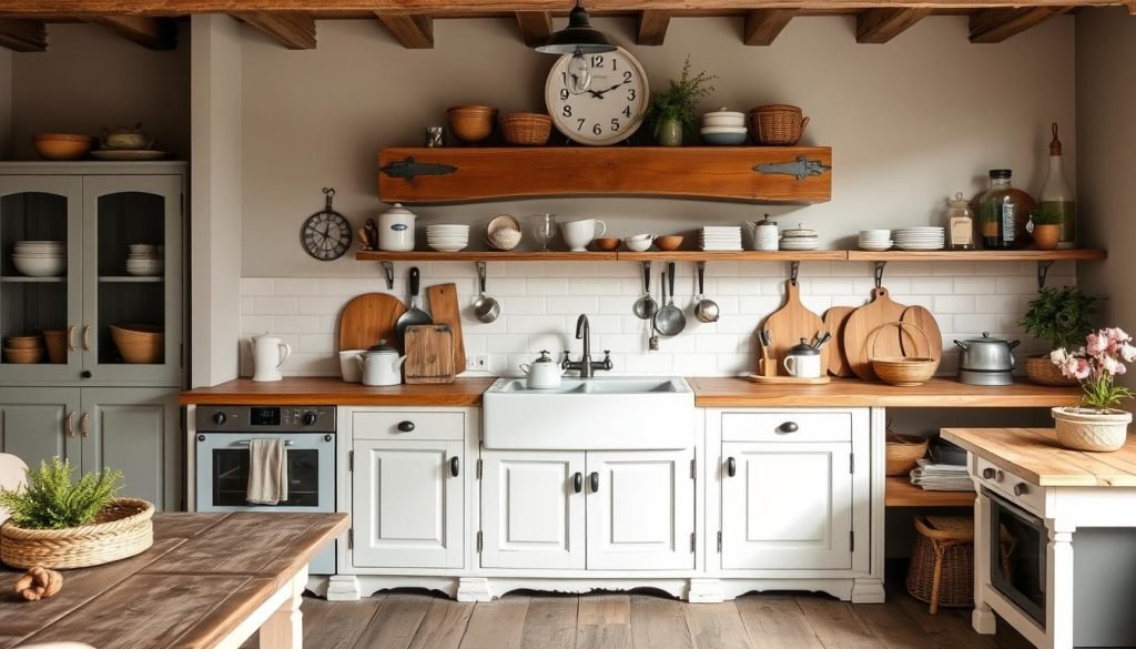 vintage-inspired color schemes for modern farmhouse kitchen ideas